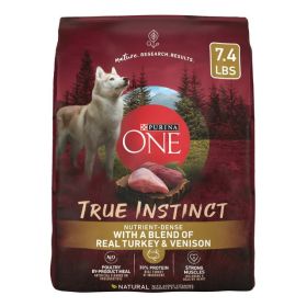 Purina One True Instinct Dry Dog Food for Adult Dogs, High Protein Real Turkey & Venison, 7.4 lb Bag