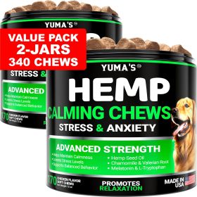 2 Pack Hemp Calming Chews for Dogs Advanced Dog Calming Treats Dog Calming Chews 340 Chews Anxiety Relief Treats Separation Aid Barking Stress Relief