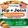 Hemp Hip Joint Supplement for Dogs Glucosamine 170 Mobility Support Chews Advanced Joint Pain Relief Treats with Chondroitin MSM Turmeric Large & Smal