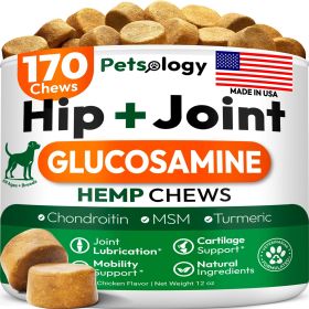 Hemp Hip Joint Supplement for Dogs Glucosamine 170 Mobility Support Chews Advanced Joint Pain Relief Treats with Chondroitin MSM Turmeric Large & Smal