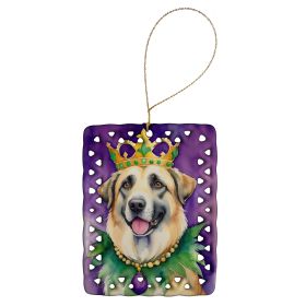 Anatolian Shepherd Dog King of Mardi Gras Porcelain Ornament Christmas Tree Hanging Decorations for Home Christmas Holiday, Rectangle, Gift