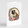 Mastiff and Flowers Greeting Cards Pack of 8 Blank Cards with Envelopes Whimsical A7 Size 5x7 Blank Note Cards