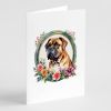 Dogue de Bordeaux and Flowers Greeting Cards Pack of 8 Blank Cards with Envelopes Whimsical A7 Size 5x7 Blank Note Cards