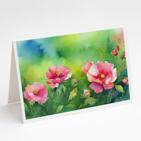 Iowa Wild Prairie Roses in Watercolor Greeting Cards Pack of 8 Blank Cards with Envelopes Whimsical A7 Size 5x7 Blank Note Cards