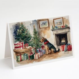 Airedale Terrier Christmas Greeting Cards Pack of 8 Blank Cards with Envelopes Whimsical A7 Size 5x7 Blank Note Cards