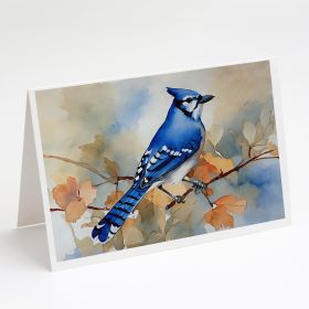 Blue Jay Greeting Cards Pack of 8 Blank Cards with Envelopes Whimsical A7 Size 5x7 Blank Note Cards