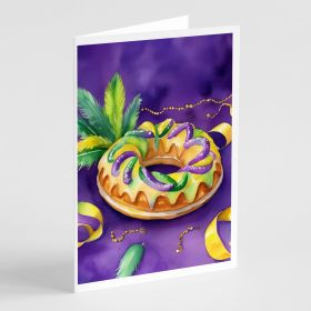 NEW King Cake Mardi Gras Greeting Cards Pack of 8 Blank Cards with Envelopes Whimsical A7 Size 5x7 Blank Note Cards