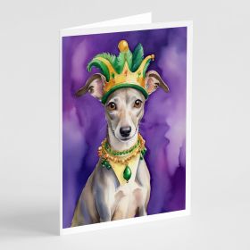 Whippet King of Mardi Gras Greeting Cards Pack of 8 Blank Cards with Envelopes Whimsical A7 Size 5x7 Blank Note Cards