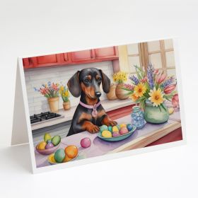Decorating Easter Dachshund Greeting Cards Pack of 8 Blank Cards with Envelopes Whimsical A7 Size 5x7 Blank Note Cards
