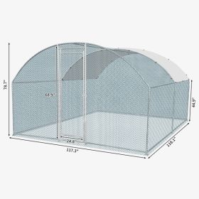 10 x 10 ft Large Metal Chicken Coop, Walk-in Poultry Cage Chicken Hen Run House with Waterproof Cover