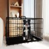 Dog Crate, 42 Inch Large Dog Cage with Divider and Plastic Leak-Proof Pan Tray, Double Door Folding Metal Wire Cage for Indoor, Outdoor, and Travel