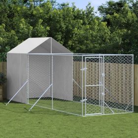 Outdoor Dog Kennel with Roof Silver 6.6'x19.7'x8.2' Galvanized Steel