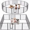 Dog Playpen Indoor Outdoor, 24" Height 16 Panels Fence with Anti-Rust Coating, Metal Heavy Portable Foldable Dog Pen for Small/Medium Dogs RV Camping
