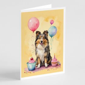 Sheltie Happy Birthday Greeting Cards Pack of 8 Blank Cards with Envelopes Whimsical A7 Size 5x7 Blank Note Cards