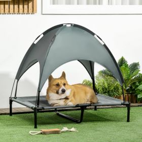 PawHut Elevated Portable Dog Cot Pet Bed with UV Protection Canopy Shade, 36 inch, Gray