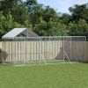 Outdoor Dog Kennel with Roof Silver 19.7'x6.6'x8.2' Galvanized Steel
