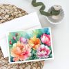 Indiana Peonies in Watercolor Greeting Cards Pack of 8 Blank Cards with Envelopes Whimsical A7 Size 5x7 Blank Note Cards