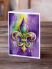 Fleur de lis Mardi Gras Greeting Cards Pack of 8 Blank Cards with Envelopes Whimsical A7 Size 5x7 Blank Note Cards