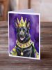 Black German Shepherd King of Mardi Gras Greeting Cards Pack of 8 Blank Cards with Envelopes Whimsical A7 Size 5x7 Blank Note Cards