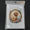 Poodle and Flowers Greeting Cards Pack of 8 Blank Cards with Envelopes Whimsical A7 Size 5x7 Blank Note Cards