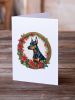 Doberman Pinscher Christmas Flowers Greeting Cards Pack of 8 Blank Cards with Envelopes Whimsical A7 Size 5x7 Blank Note Cards