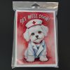 Maltese Get Well Soon Greeting Cards Pack of 8 Blank Cards with Envelopes Whimsical A7 Size 5x7 Blank Note Cards