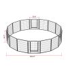 16 Panels Heavy Duty Metal Playpen with door,31.7"H Dog Fence Pet Exercise Pen for Outdoor