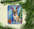Anatolian Shepherd Dog Christmas Reindeer Porcelain Ornament Christmas Tree Hanging Decorations for Home Christmas Holiday, Rectangle, Gift