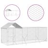 Outdoor Dog Kennel with Roof Silver 19.7'x6.6'x8.2' Galvanized Steel