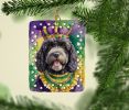 Portuguese Water Dog King of Mardi Gras Porcelain Ornament Christmas Tree Hanging Decorations for Home Christmas Holiday, Rectangle, Gift, Multicolor