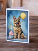 German Shepherd Happy Birthday Greeting Cards Pack of 8 Blank Cards with Envelopes Whimsical A7 Size 5x7 Blank Note Cards