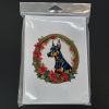 Doberman Pinscher Christmas Flowers Greeting Cards Pack of 8 Blank Cards with Envelopes Whimsical A7 Size 5x7 Blank Note Cards