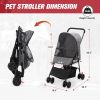 Foldable Pet Stroller, Small Dog Cat Stroller with Storage Basket for Small Puppies, Gray and Black