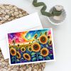Sunflowers in Color Greeting Cards Pack of 8 Blank Cards with Envelopes Whimsical A7 Size 5x7 Blank Note Cards