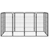12-Panel Dog Playpen Black 19.7"x39.4" Powder-coated Steel