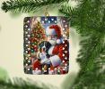 Greater Swiss Mountain Dog and Santa Claus Porcelain Ornament Christmas Tree Hanging Decorations for Home Christmas Holiday, Rectangle, Gift