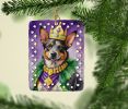 Australian Cattle Dog King of Mardi Gras Porcelain Ornament Christmas Tree Hanging Decorations for Home Christmas Holiday, Rectangle, Gift, Multicolor