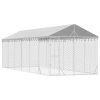 Outdoor Dog Kennel Silver Galvanized Steel Spacious