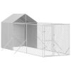 Outdoor Dog Kennel with Roof Silver 6.6'x19.7'x8.2' Galvanized Steel