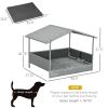 PawHut Wicker Dog House Outdoor with Canopy, Rattan Dog Bed with Water-resistant Cushion, for Small and Medium Dogs, Gray