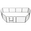 Dog Playpen 12 Panels Steel 31.5"x23.6" Black