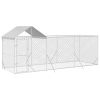 Outdoor Dog Kennel with Roof Silver 19.7'x6.6'x8.2' Galvanized Steel