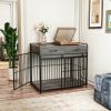 Large Dog Crate Furniture, Indoor Dog Kennel with Storage Drawers, Double Doors Dog Crate End Table Large, Heavy Duty Dog Crate