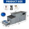 Wood Dog House, Outdoor Dog Kennel with Food Bowls, Storage Box, Vents, Openable Roof, Dog Pet Playpen Cage, Gray