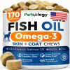 Omega 3 Fish Oil for Dogs 170 Chews Omega 3 for Dogs Itchy Skin & Allergy Relief Skin & Coat Supplement EPA & DHA Fatty Acids Dog Anti Shedding & Hot