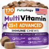 Dog Multivitamin Chewable Dog Vitamins and Supplements with Glucosamine 170 Chews Hip & Joint Pet Immune Support Skin & Coat Gut & Heart Health Senior