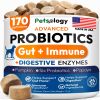 Probiotics for Dogs 170 Dog Probiotics Chews Digestive Enzymes & Prebiotics Support Gut Health Diarrhea Gas & Constipation Relief Itchy Skin Allergies