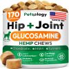 Hemp Hip and Joint Supplement for Dogs Glucosamine for Dogs 170 Mobility Support Chews Advanced Joint Pain Relief Treats with Chondroitin MSM Turmeric