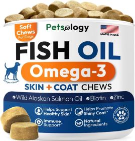 Dog Skin Coat Care Omega 3 Salmon Oil Supplement Biotin Probiotics EPA & DHA Vet Developed Natural Formula USA Made