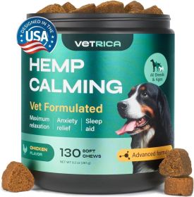 Calming Chews for Dogs Anxiety Relief Hemp Calming Soft Treats 130 Pcs for Storms Fireworks Separation Vet Visits Grooming Travel Valerian Root Hemp S